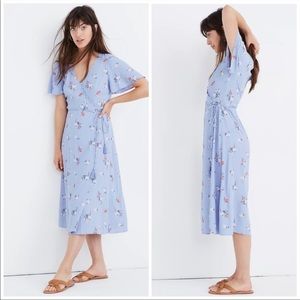 Madewell Button-Wrap Midi Dress in Aloha FloralBlue Size 12